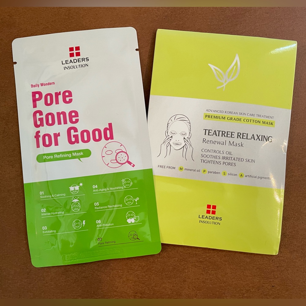 Leaders Face Sheet Masks- Pore Gone for Good and TeaTree Relaxing NWT set of 2!